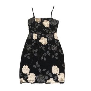 Lulu’s Embroidered Sheath Dress Size XS Black Floral Embroidery